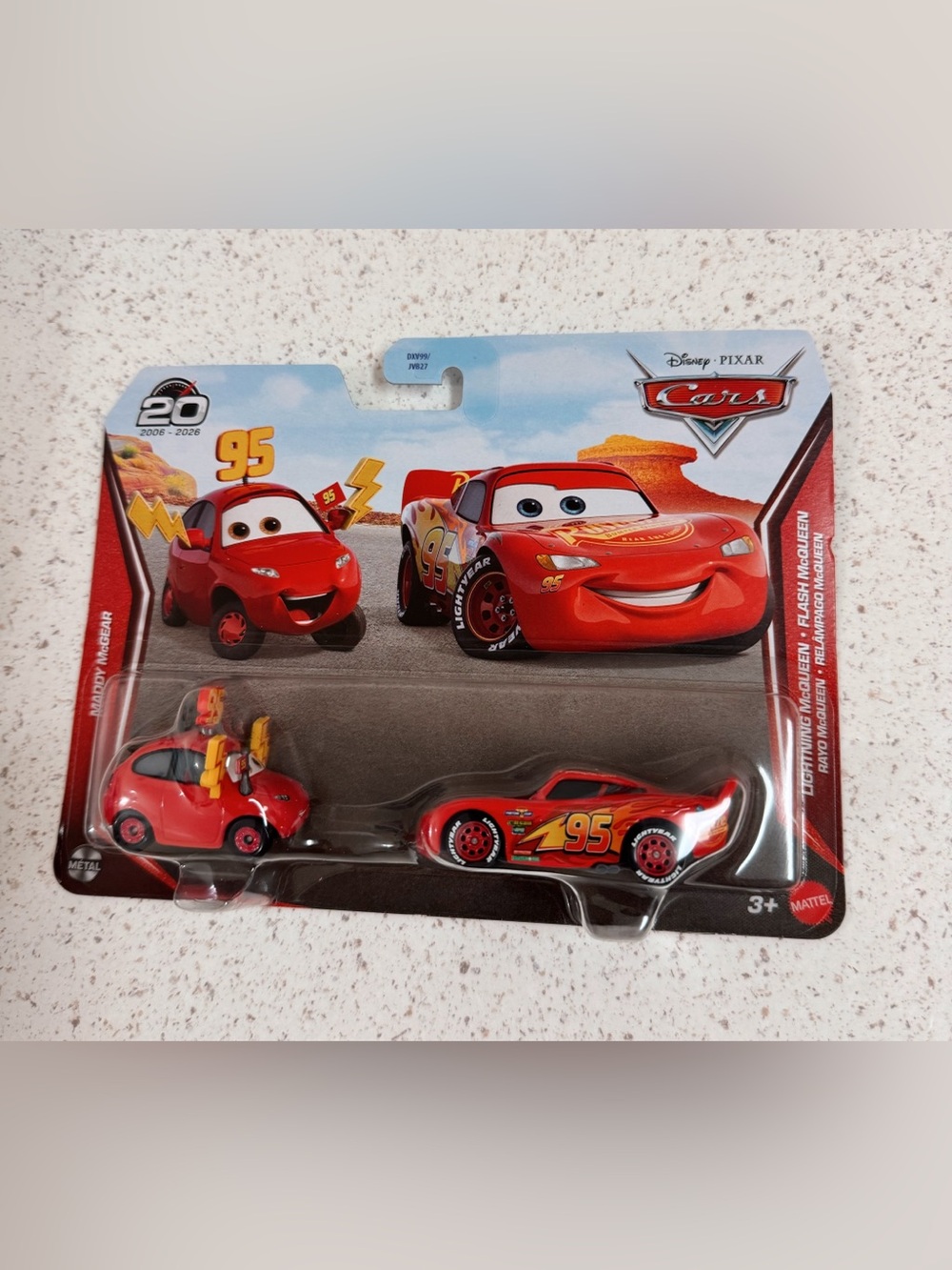 Mattel Disney Pixar Cars Maddy McGear & Lightning McQueen 2 Pack Diecast New